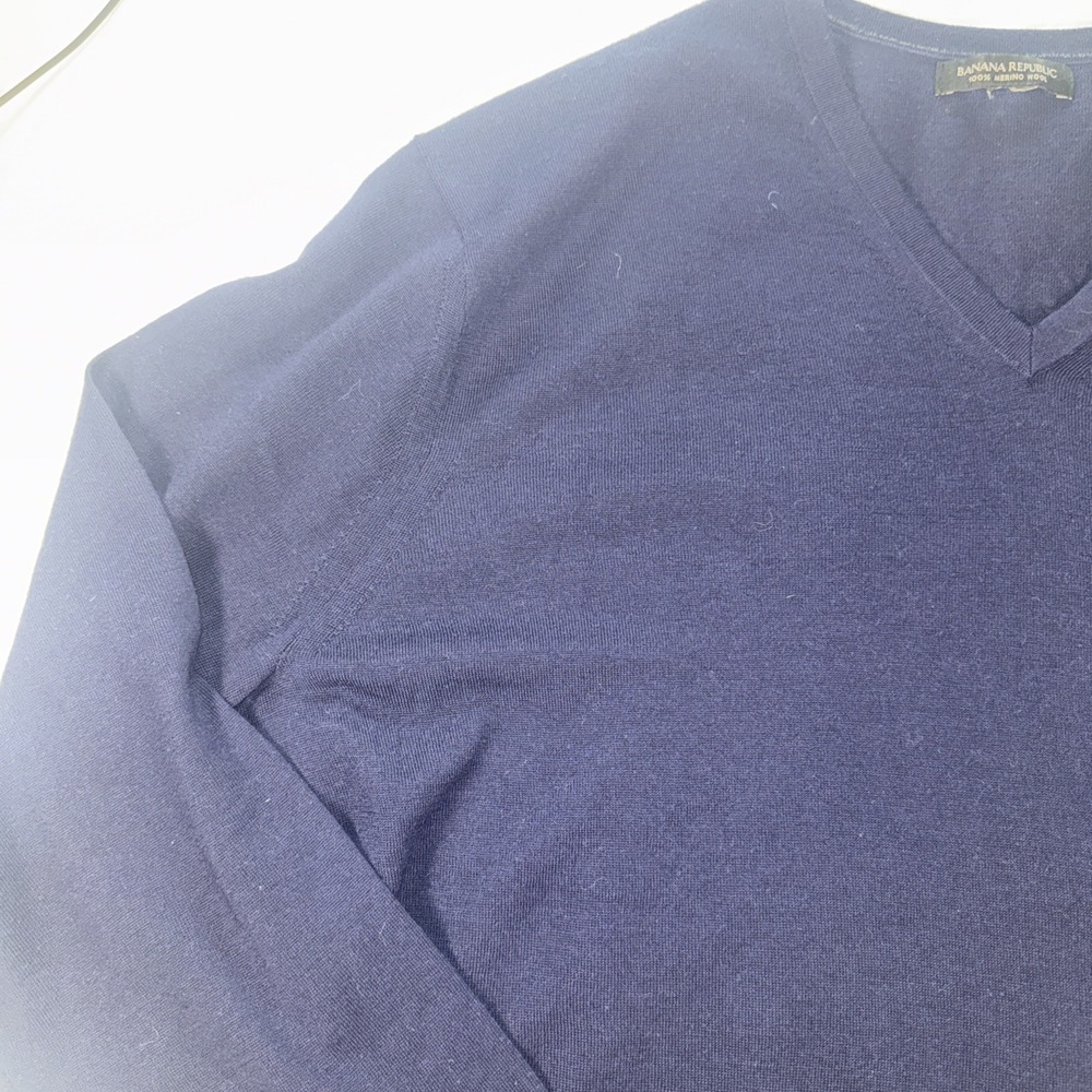 Banana Republic Men's Extra Fine Italian Merino Wool XXL‎ Royal Blue V-Neck - Picture 4 of 10